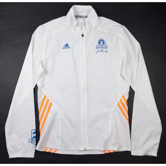 Boston Marathon Running Track Jacket Men's Small Adidas 2014 White Full Zip - Picture 1 of 14